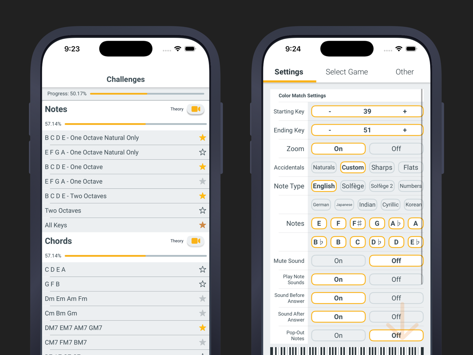Challenges and customizable settings in Pianolytics